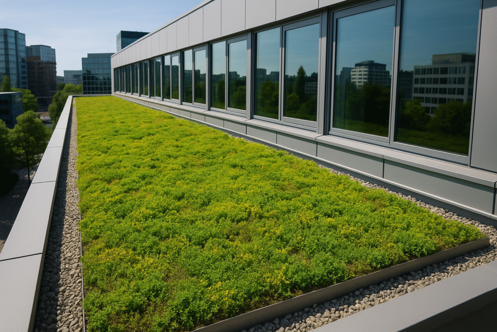 Green roof on a commercial building